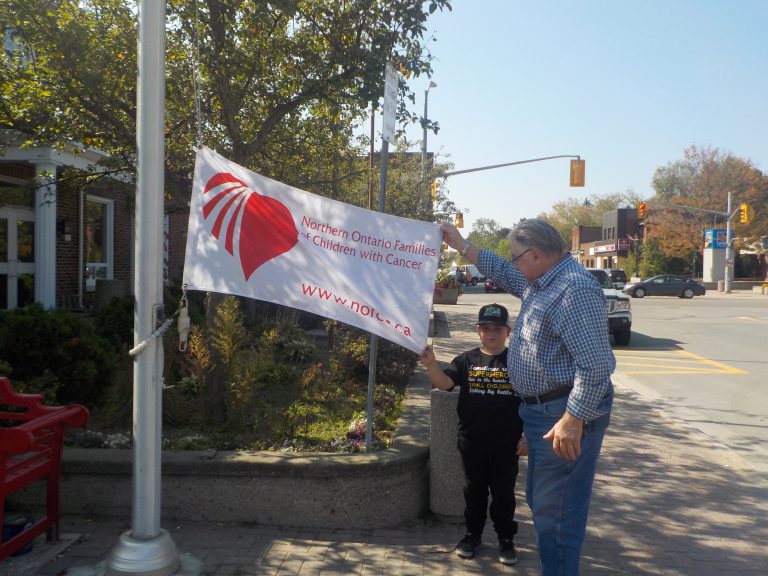 Canadian Children Cancer Awareness Month – Flag Raised in Espanola: