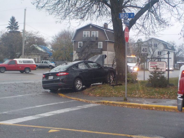 Single car vehicle crash in Espanola